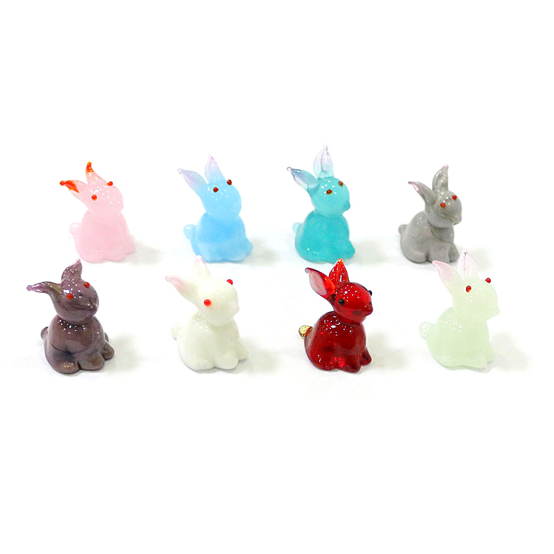 Japan Bonsai Garden - 2pcs Mini Glass Bunny Figurine Cute